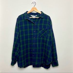 Old Navy Green/ Blue Classic Flannel Shirt | XXL